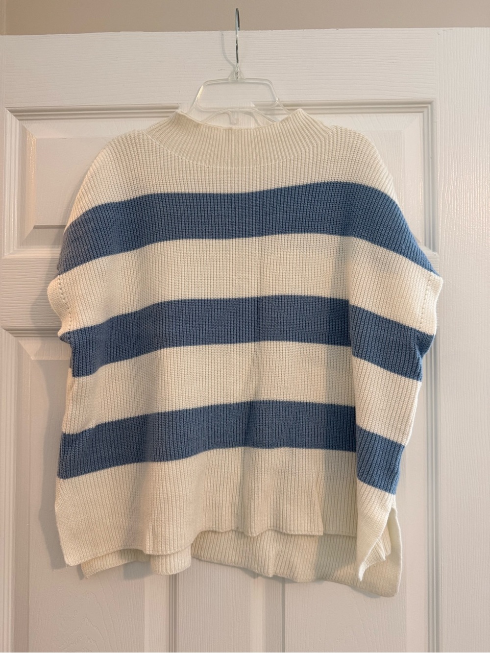 JODIFL White and Blue Striped Turtleneck Sweater